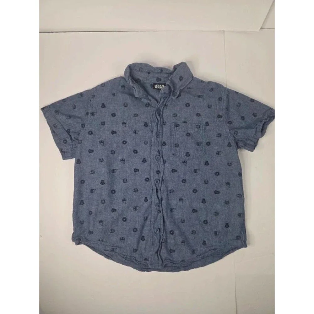 Boys Star Wars Button Down Pocket Tee Short Sleeves Small